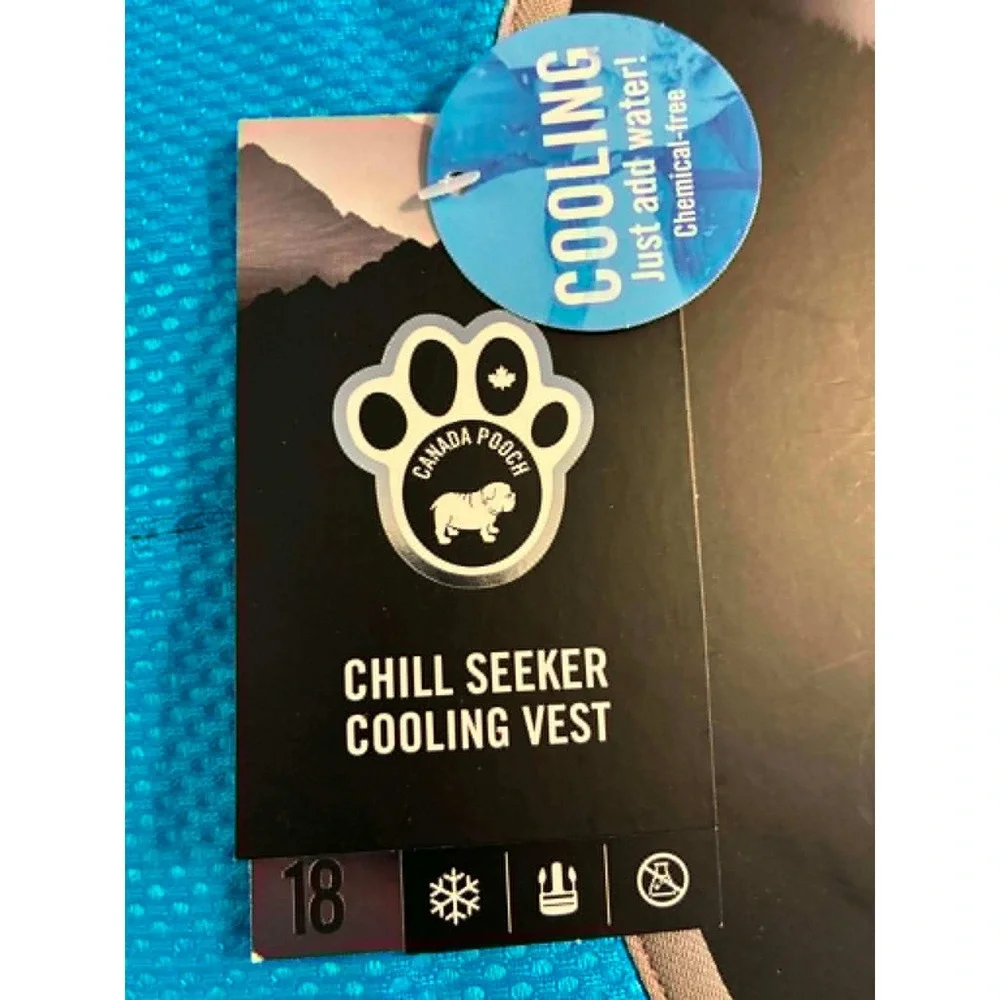 Canada Pooch Chill Seeker Cooling Vest Dog Size 18 Blue NWT Evaporative Mesh